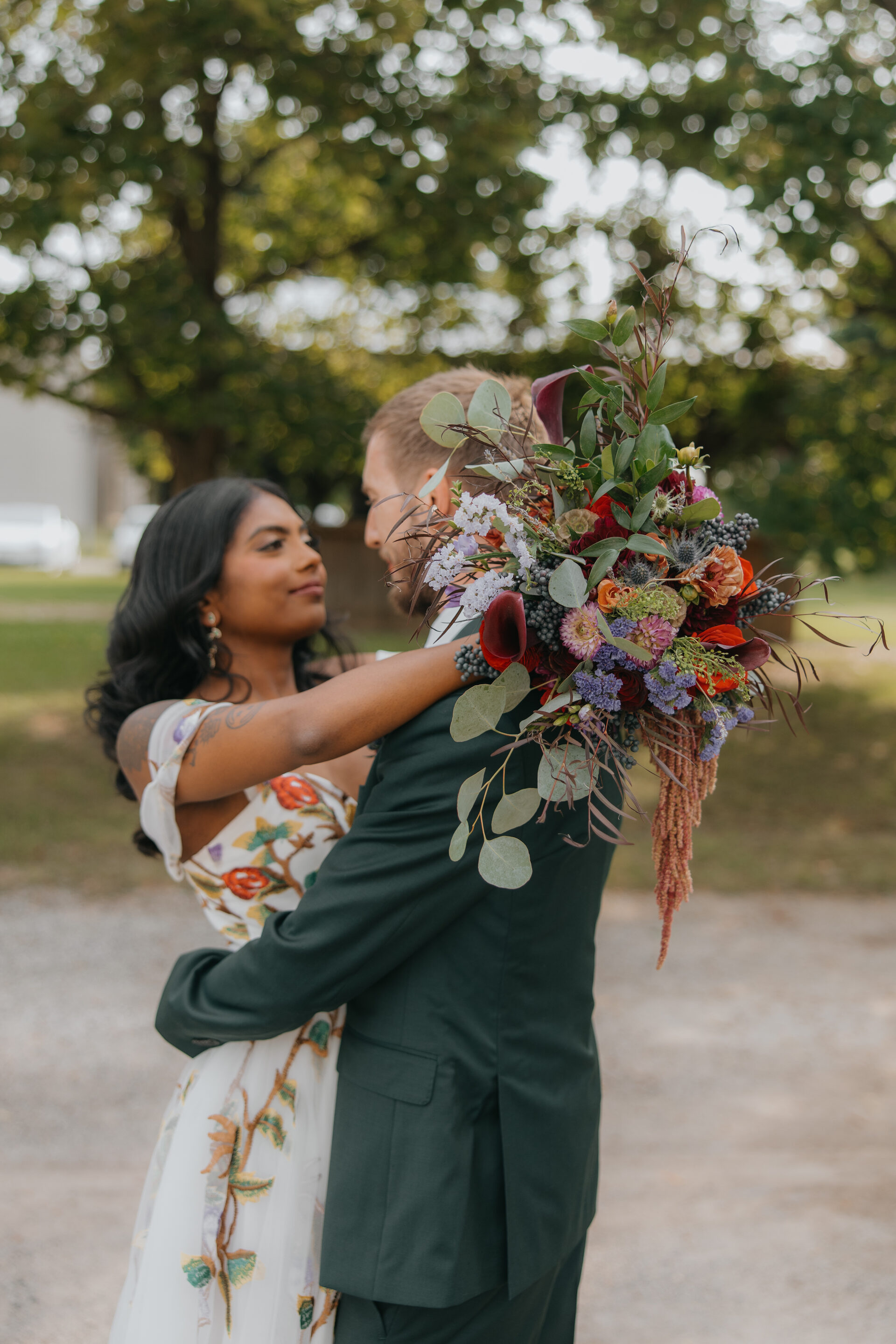 Meera, whose barn wedding flowers were arranged by Floral Gatherings