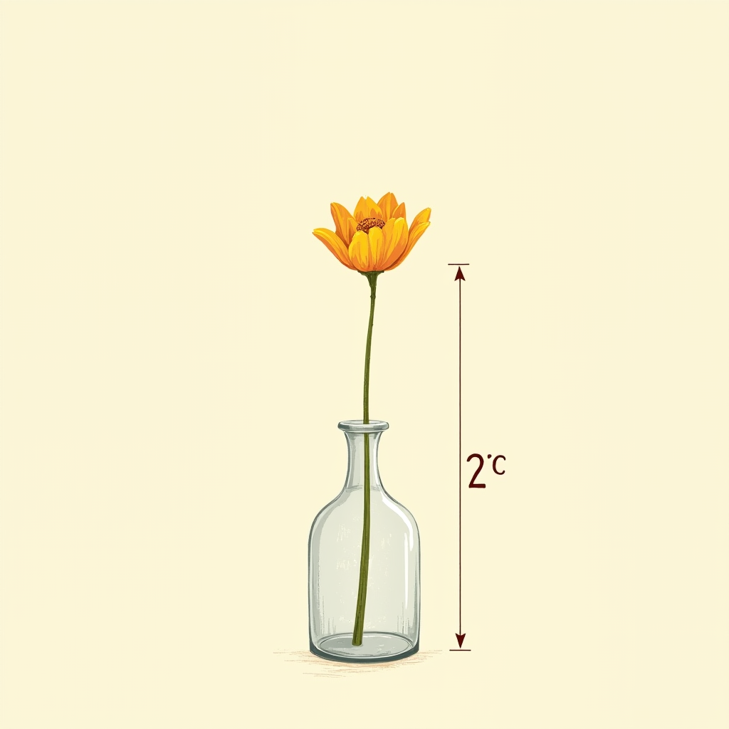 Bud vase with a stem at twice the height of the vase